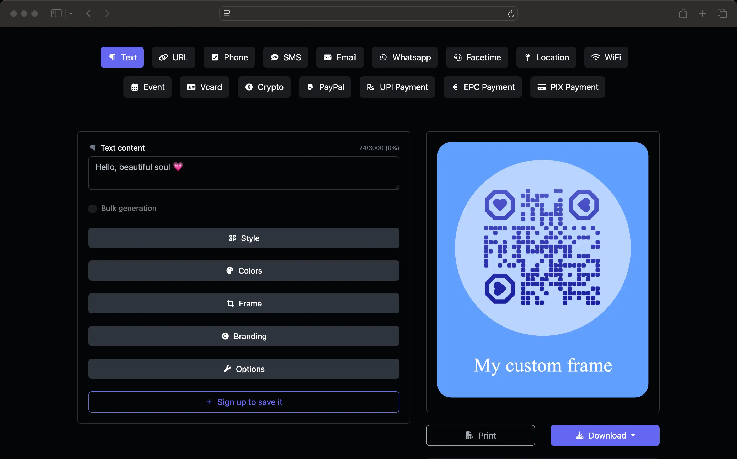 Capture d'écran du tableau de bord de l'application